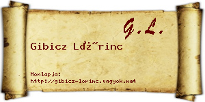 Gibicz Lőrinc névjegykártya